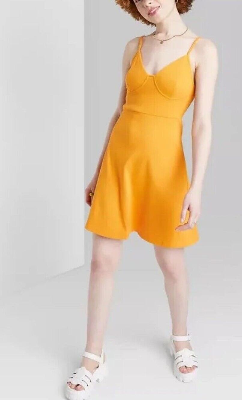 Wild Fable Mini Knit Skater Dress - Gold Women's M NWT